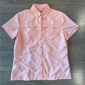 L.L. Bean Womens Peach Hiking/Fishing Vented Short Sleeve Button Up Shirt Size S